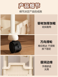 移动书架落地置物架家用带轮桌下书柜儿童学生书本多层收纳小推车 3层深空灰【洞洞板+万向轮+挂钩】品质高端款