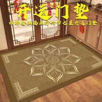 玄学入户门地垫土黄色地毯玄关防滑耐脏风水门垫进门门口金色脚垫 嘉非凡-步步生莲-土黄色 100×120厘米（TPE底）