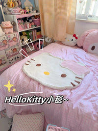HelloKitty毛绒地毯女孩卧室床边2024新款ins奶油风卡通可爱地垫