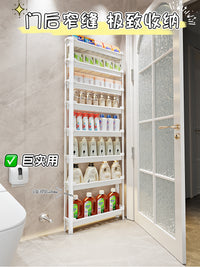 浴室门后窄架夹缝收纳分层落地置物架子可移动零食小推车多层带轮 【宽13.5cm】四层带轮