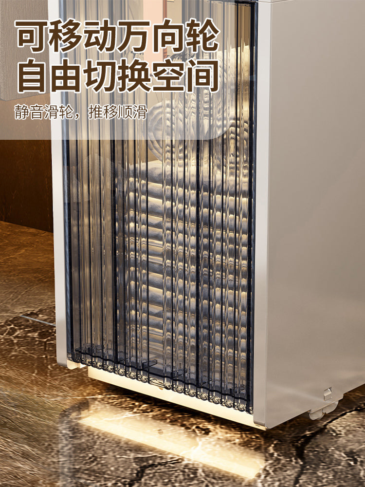 卫生间夹缝落地置物架多层收纳架浴室小推车窄边毛巾架一体储物柜 【18.5CM宽-5层】珍珠白【免安装+带滑轮】