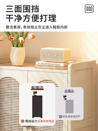 鞋柜小窄家用门口收纳柜2025新款中古奶油风入户门外简约藤编鞋架 奶油白丨双门6层 【加深33cm 可放男士大码鞋】