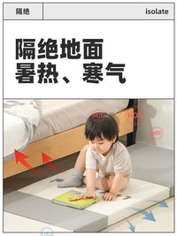 lovepad婴儿床边防摔地垫学爬软垫加厚宝宝折叠爬爬垫儿童爬行垫 浅灰白【抑菌】【可变步梯】 200CM*80CM*6CM