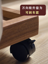拾影木筑 黑胡桃实木边几 可移动沙发角几小茶几 现代简约小推车