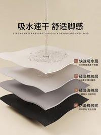 线条小狗地垫浴室卫生间门口专用吸水防滑脚垫厕所绿色硅藻泥地毯 40*60cm【速干强吸水】 硅藻泥1392您回来啦