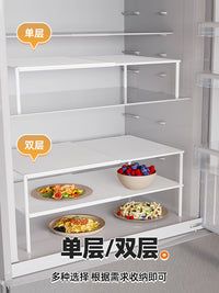 厨房冰箱置物架内部收纳神器分隔板架子可伸缩分层冰柜层板隔断格 【透气网格】长37-62CM 宽35CM 高15CM 单层