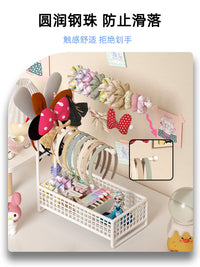 桌面发箍收纳盒首饰展示架钥匙扣手串手表收纳挂架发夹小饰品架子 星芒金-发饰收纳架【高低三杆设计】 3层