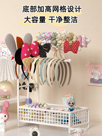 桌面发箍收纳盒首饰展示架钥匙扣手串手表收纳挂架发夹小饰品架子 星芒金-发饰收纳架【高低三杆设计】 3层