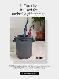 THOR桶收纳桶工业风ins高颜值垃圾桶户外绿植桶咖啡豆圆形储物桶 23L棕色桶不含盖33.5*38.7cm