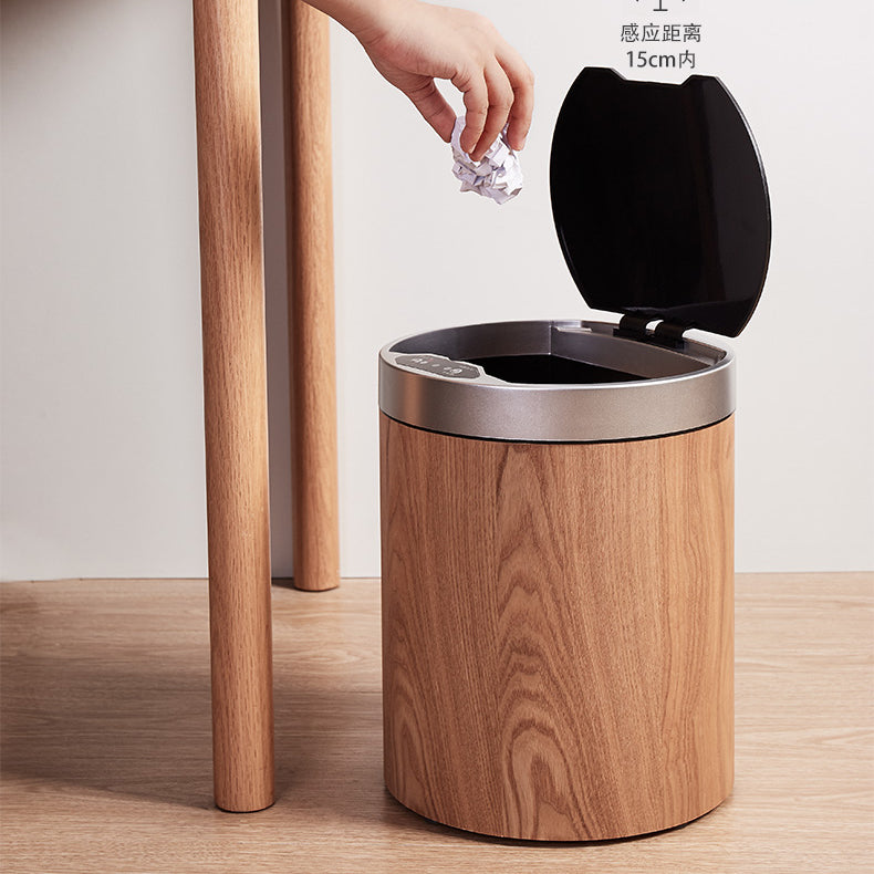 黑胡桃智能感应垃圾桶家用客厅厨房桌面高档水曲柳木质垃圾收纳桶 黑胡桃—大号（14L）