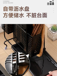 不锈钢厨房刀架置物架多功能台面筷筒放菜板锅盖刀具一体收纳架子