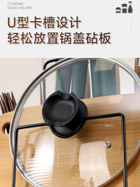 不锈钢厨房刀架置物架多功能台面筷筒放菜板锅盖刀具一体收纳架子