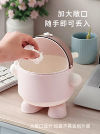 桌面垃圾桶迷你小号可爱家用茶几卧室办公桌面洗漱台桌上卫生桶 【奶油蓝】+60支垃圾袋