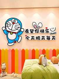 哆啦A梦卡通装饰画男孩房间改造遮丑墙面卧室布置床头背景墙贴纸 CS-1125-1-3毫米PVC 中