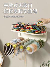 发捆发箍收纳神器发饰发夹皮筋头绳挂钩发绳卫生间上墙首饰品架子 奶油金【分层收纳、可伸缩杆】