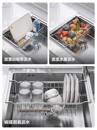 日本304不锈钢可伸缩水槽置物架沥水篮多功能果蔬碗盘收纳沥水架 不锈钢可伸缩【沥水架】大号
