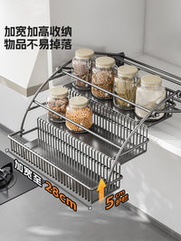 吊柜升降拉篮厨房橱柜下拉式调味拉篮顶柜上下伸缩收纳适老置物架