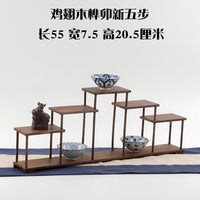实木小博古架鸡翅木摆件茶具茶叶杯架多宝阁紫砂壶展示收纳置物架 鸡翅木榫卯中高（整装发货）