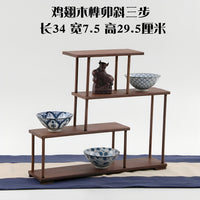 实木小博古架鸡翅木摆件茶具茶叶杯架多宝阁紫砂壶展示收纳置物架 鸡翅木榫卯中高（整装发货）
