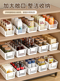 零食杂物收纳箱玩具整理筐家用橱柜置物篮子储物塑料箱厨房收纳盒 斜口款-1个装