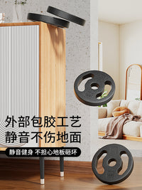 悠赞环保哑铃片杠铃片手抓包胶家用健身器材通用男生宿舍女士举重 小孔2.8cm手抓片【10KG两片】