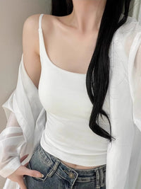 美式辣妹外穿带胸垫吊带女夏季肩带可调打底背心内搭上衣短款美背 黑色 M