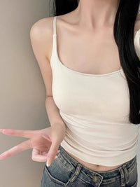 美式辣妹外穿带胸垫吊带女夏季肩带可调打底背心内搭上衣短款美背 黑色 M