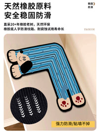 蓝色小狗L形转角浴室地垫卫生间硅藻泥吸水脚垫厕所门口防滑地毯