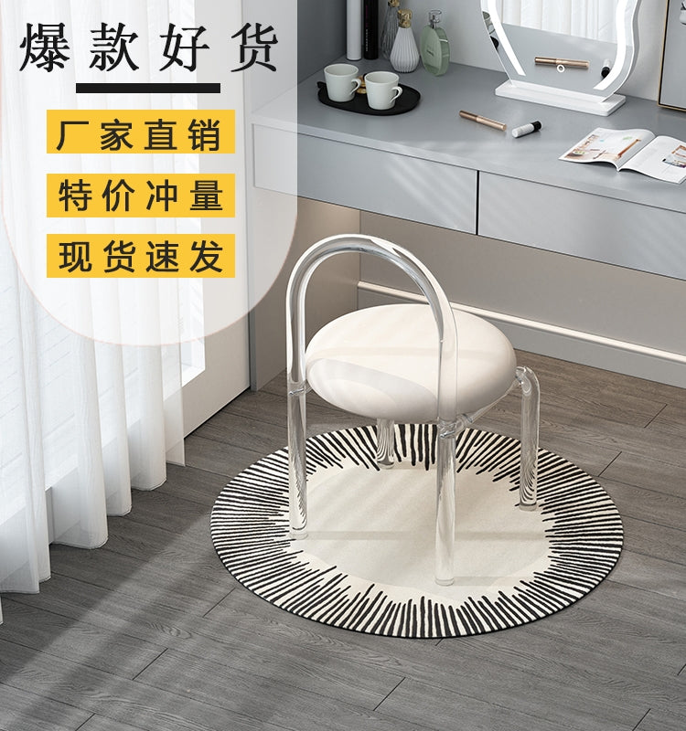 休闲简约化妆椅网红梳妆凳子透明高级亚克力椅子北欧风餐桌椅轻奢 墨绿色绒布面