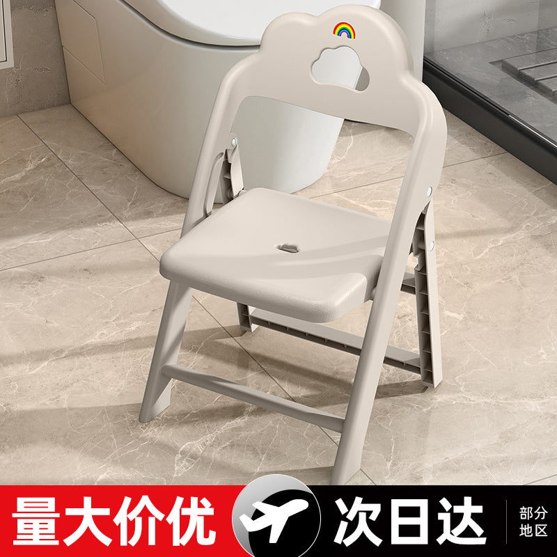 家用小凳子折叠凳浴室凳子洗澡凳卫生间专用防滑小板凳儿童靠背椅 大号-抹茶绿（省空间*可折叠）防水防滑承重强