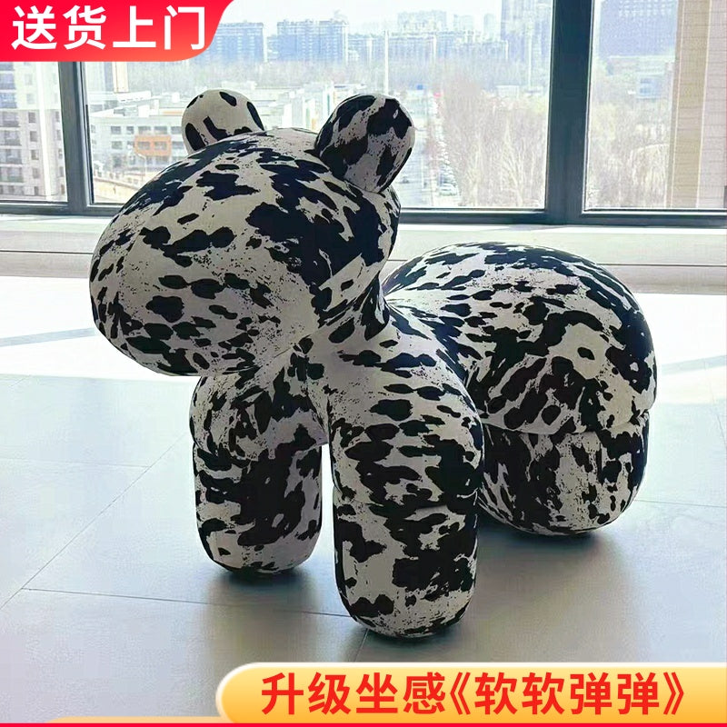 网红小马椅子儿童凳动物造型创意休闲座椅客厅装饰摆件落地送礼物 【豪华款+送轮子】特大号灰天鹅绒+海绵+PE内芯