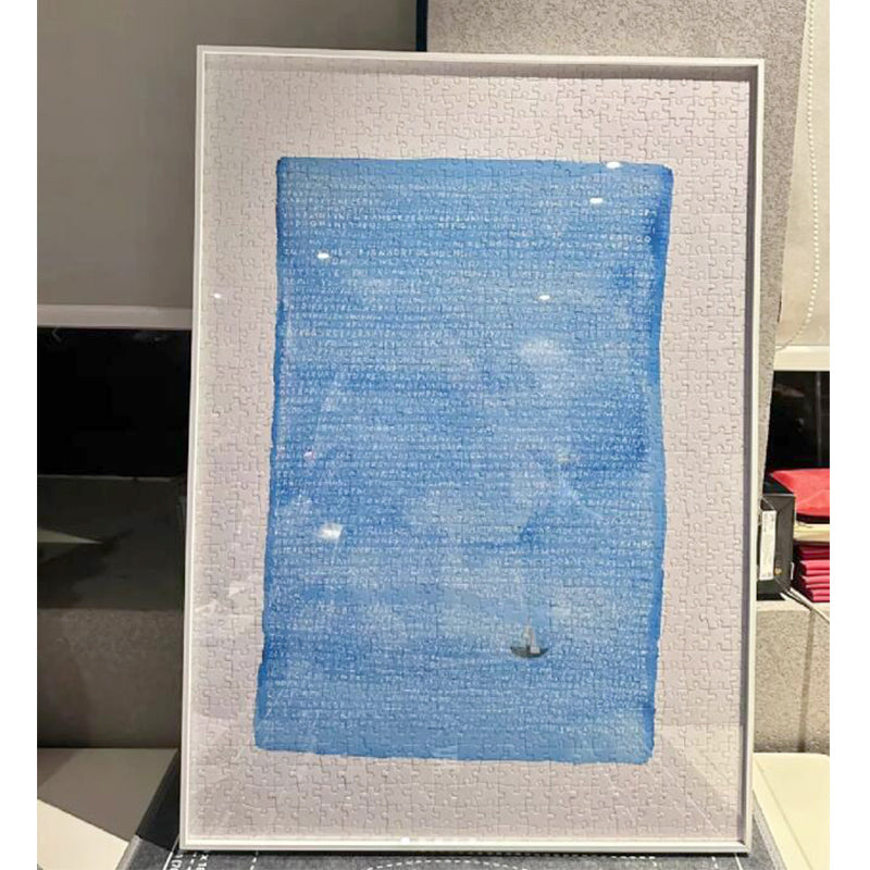 藏了很久的蓝拼图框挂墙1000片50*70cm实木相框金属相框拼图裱框 放【50*70】不带拼图+胶水 黑色实木