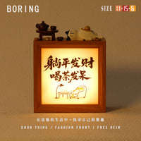 躺平发财金元宝可爱小猫桌面装饰小摆件治愈系小相框小夜灯送礼物