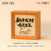 躺平发财金元宝可爱小猫桌面装饰小摆件治愈系小相框小夜灯送礼物