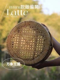 手工藤编坐墩休闲藤凳小墩子家具缅甸坐凳矮凳编织圆凳儿童换鞋凳