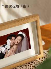 海马体结婚登记证件照相框相册摆台摆件打印成洗婚纱照情侣纪念册 A4【可放 20.8*29.8 cm】横竖通用 胡桃色【赠送卡纸】