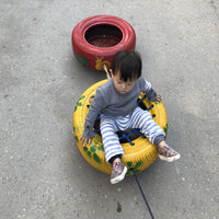 感统轮胎车幼儿园户外玩具彩色轮胎带网上漆滑板车感统器材平衡车