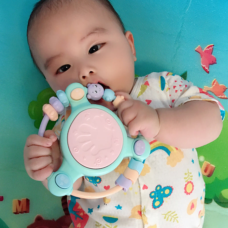 婴儿手拍鼓玩具宝宝音乐拍拍鼓早教益智幼儿童0一1岁6个月以上3六 【充电版】摇铃手拍鼓·粉色+早教双语手机