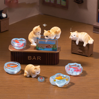 捞鱼爬缸小花猫咪公仔 娃娃屋鱼缸水族diy装饰品配件迷你小摆件 偷鱼系列 1只爬缸猫
