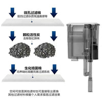 鱼缸瀑布式过滤器三合一循环外置过滤器鱼缸小型壁挂净水过滤设备 XP-02适合长5-20cm（简配）