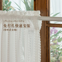 半帘咖啡帘法式蕾丝短帘窗帘免打孔纱帘透光不透人厨房防晒遮阳帘
