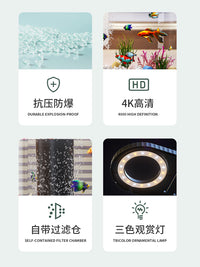 阔庭桌面鱼缸小型客厅2024新款过滤制氧一体机生态造景透明金鱼缸 【高款白绿】豪华套餐