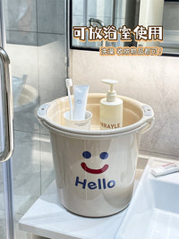水桶家用大号加厚大容量塑料桶学生宿舍洗澡洗漱专用水桶脸盆套装 米色水桶18L【升级加厚款】