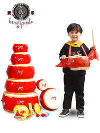 3 5 6 7 8 9 10寸牛皮鼓大鼓堂鼓儿童小鼓玩具幼儿园小鼓打击乐器 7寸牛皮鼓24cm*17cm+鼓棒+背带