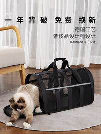 猫包便携外出单肩太空舱手提大容量狗狗中小型犬携带通风透气猫笼 升级款（灰蓝色）送隔尿垫+单肩背带 M-中号（10斤内参考）三件套超省钱