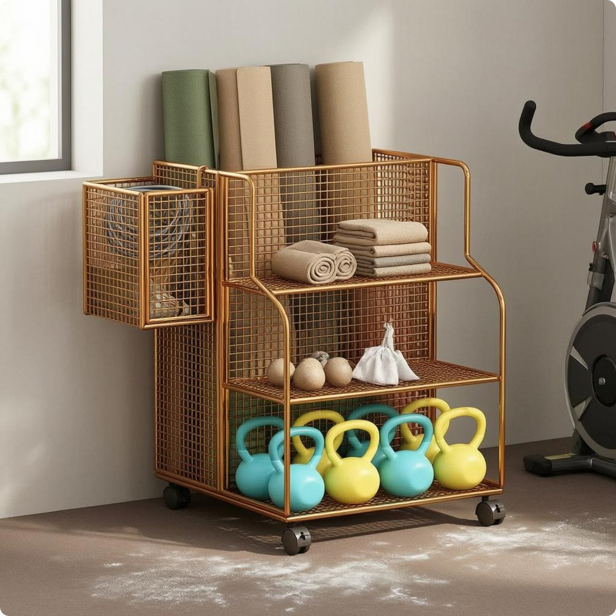 Caster Wheels Wheeled Metal Storage Utility Trolley Rounded Rails 3 Tier Storage Utility Trolley