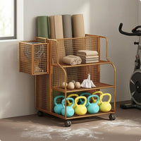 Caster Wheels Wheeled Metal Storage Utility Trolley Rounded Rails 3 Tier Storage Utility Trolley