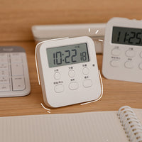 简约白色闹钟时钟计时器学生用自律定时器刷题考试学习时间管理器 中文支架款