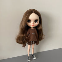 blythe小布娃娃ob24 27 ymy22 19关节azone素体pp fr娃衣卫衣套装 棕色卫衣套装 blythe及相近尺寸通用