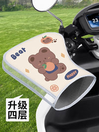 电动车防晒手套夏季电车摩托车手把套遮阳防水挡风防紫外线护手罩 均码 【加长皮革】灰底天真热（夜间反光）